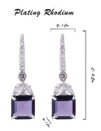 American Diamond Rhodium Plated Drop Earrings With Hydro CZ Stone