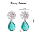 American Diamond Rhodium Plated Multi Stone Cluster Earrings With Hydro CZ Stone