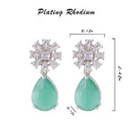 American Diamond Rhodium Plated Multi Stone Cluster Earrings With Hydro CZ Stone