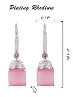 American Diamond Rhodium Plated Drop Earrings With Hydro CZ Stone