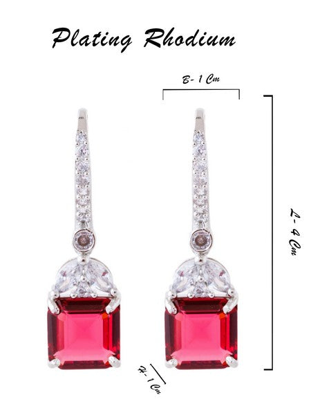 American Diamond Rhodium Plated Drop Earrings With Hydro CZ Stone