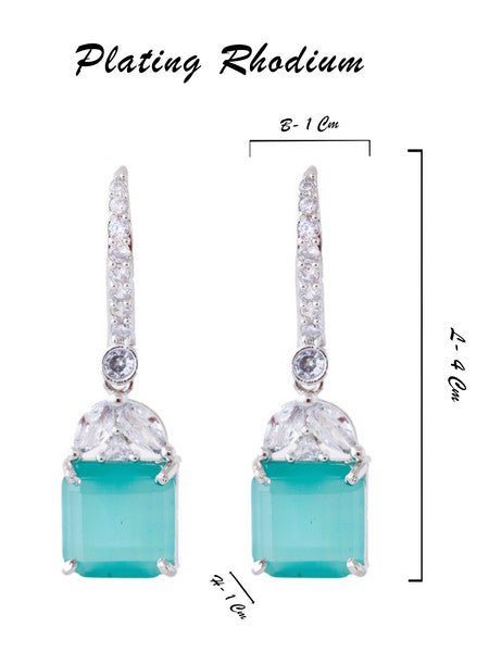 American Diamond Rhodium Plated Drop Earrings With Hydro CZ Stone