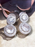 City Girl AD Rhodium-Plated CZ Stone Stud Earrings for Women and Girls