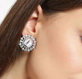 City Girl Cz Stone Rhodium Plated Western  Silver Stud Earring.