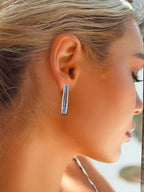 City Girl Shimmer Rhodium-Plated Elegant Curve Design Studs