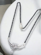City Girl AD Rhodium Plated Regal Charm Mangalsutra Set with Earrings & Chain for Women & Girls