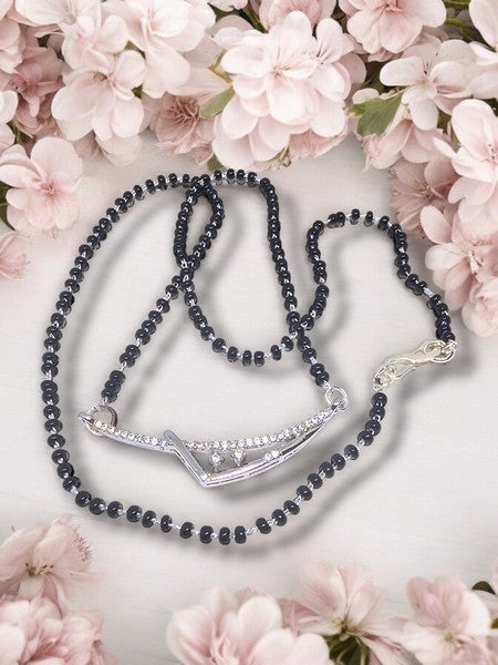 City Girl AD Rhodium Plated Radiant Noor Mangalsutra Set with Earrings & Chain for Women & Girls