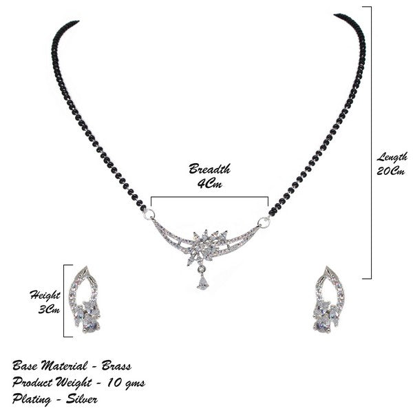 City Girl AD Rhodium Plated Regal Charm Mangalsutra Set with Earrings & Chain for Women & Girls