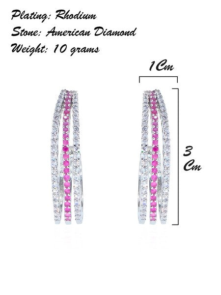 City Girl Shimmer Rhodium-Plated Elegant Curve Design Studs