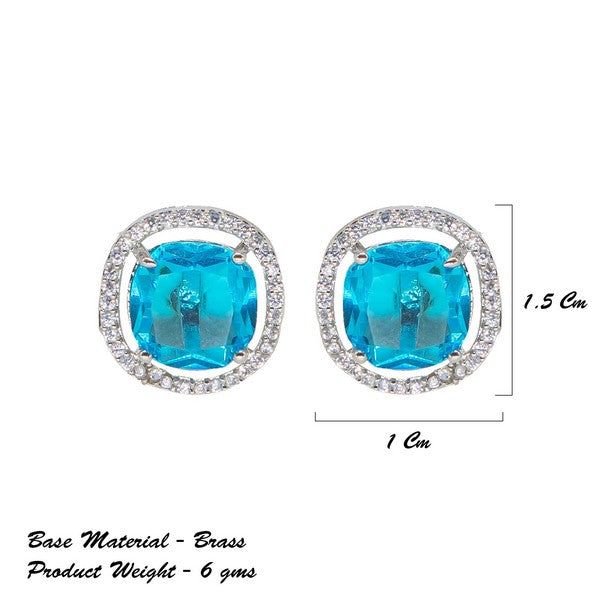 City Girl Brass Rhodium-Plated Scarlet Aura CZ Studs