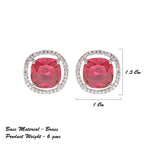 City Girl Brass Rhodium-Plated Scarlet Aura CZ Studs