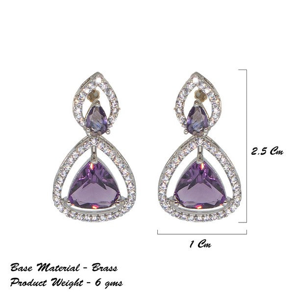 City Girl Brass Rhodium-Plated Radiant Triangle CZ Tops