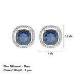 City Girl Brass Rhodium-Plated Scarlet Aura CZ Studs