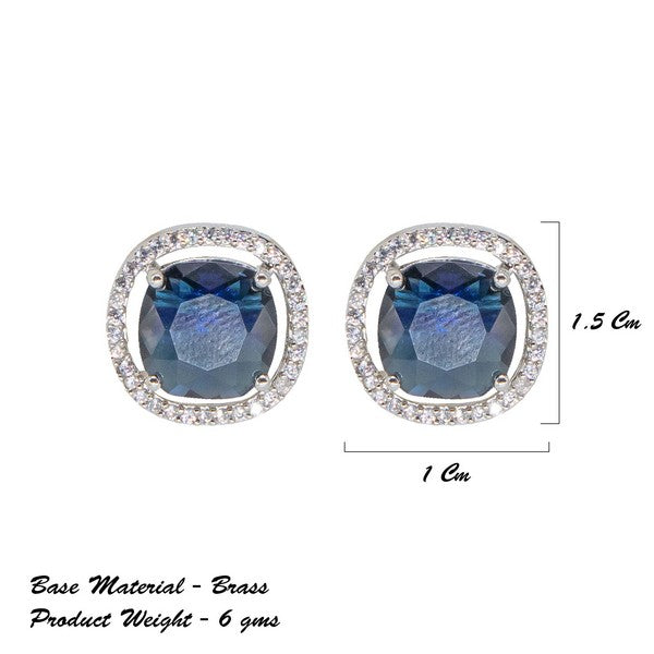 City Girl Brass Rhodium-Plated Scarlet Aura CZ Studs