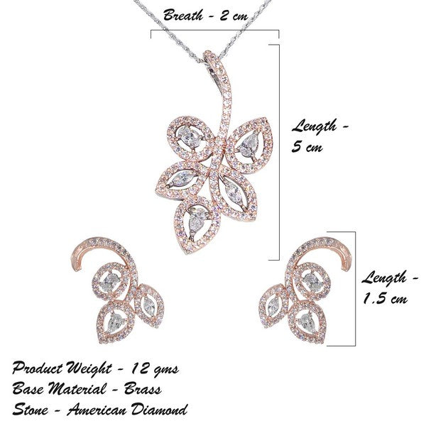 City Girl AD Brass Gold Plated Elegant Bloom Pendant Set