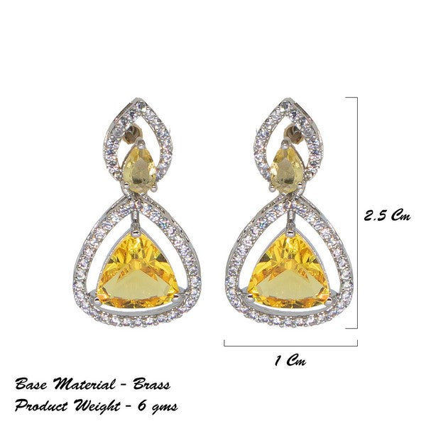 City Girl Brass Rhodium-Plated Radiant Triangle CZ Tops