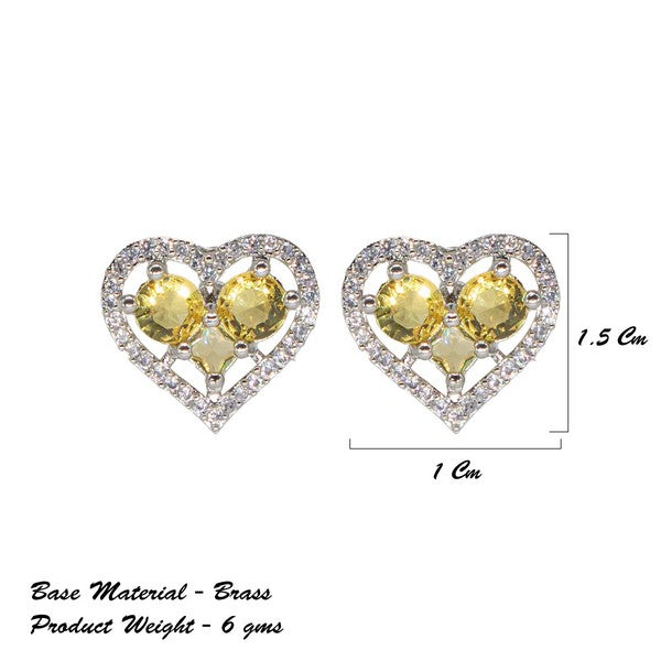 City Girl Brass Rhodium-Plated Eternal Love CZ Studs