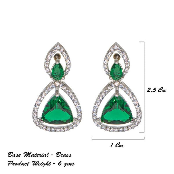 City Girl Brass Rhodium-Plated Radiant Triangle CZ Tops