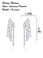 City Girl AD Rhodium-Plated CZ Stone Stud Earrings for Women and Girls (AD ER 14)