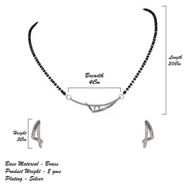 City Girl AD Rhodium Plated Radiant Noor Mangalsutra Set with Earrings & Chain for Women & Girls