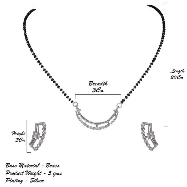 City Girl Ad Rhodium Plated Royal Essence Mangalsutra Set with Earrings & Chain for Women & Girls