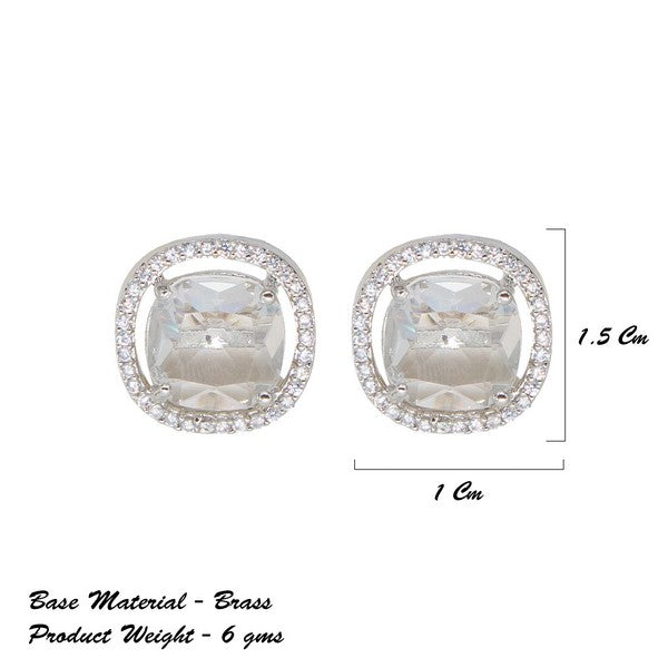 City Girl Brass Rhodium-Plated Scarlet Aura CZ Studs
