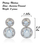 City Girl AD Rhodium-Plated CZ Stone Stud Earrings for Women and Girls
