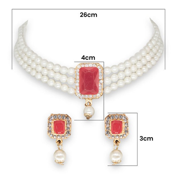 MANIKYA Adorable Gold Plated Pearl Choker Necklace Set