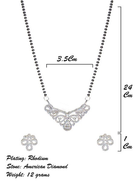 City Girl AD Rhodium Mangalsutra Set with Earrings & Chain – Classic Grace Collection