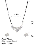 City Girl AD Rhodium Mangalsutra Set with Earrings & Chain – Classic Grace Collection
