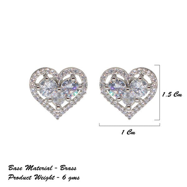 City Girl Brass Rhodium-Plated Eternal Love CZ Studs