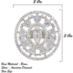 City Girl Brass Cz stone Studded Rhodium Plated Cocktail Silver Square Finge Ring. (Free Size)