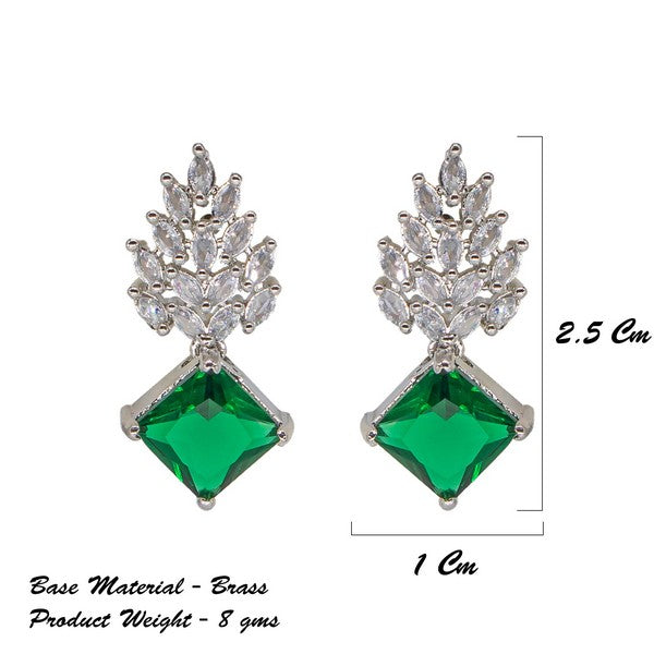 City Girl Brass Rhodium-Plated Radiant Crest CZ Earrings