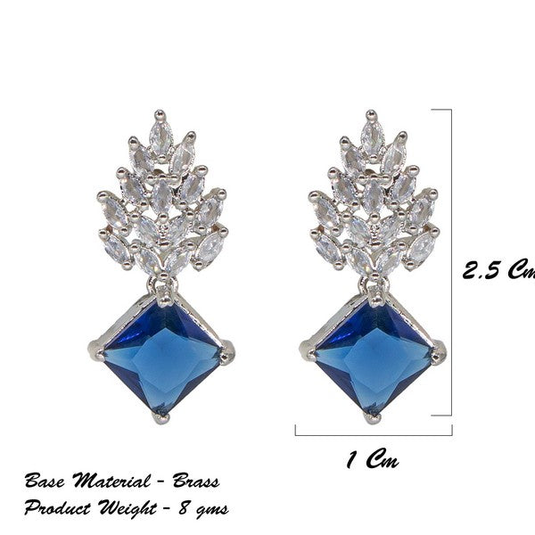 City Girl Brass Rhodium-Plated Radiant Crest CZ Earrings