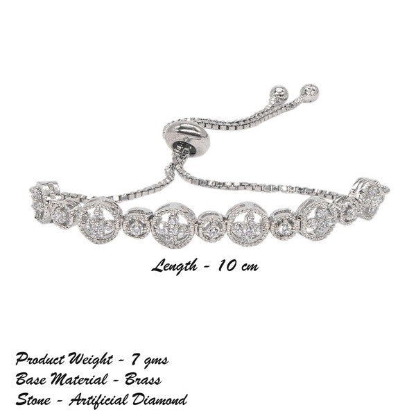 City Girl AD Brass Rhodium-Plated Minimal Sleek Bracelet with Adjustable Chain (Free Size)