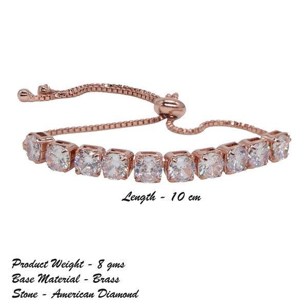 City Girl AD Brass Rhodium-Plated Bracelet – Beaded Edge Adjustable Chain