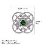 City Girl Brass Green Cz stone Studded Rhodium Plated Cocktail Finge Ring. (Free Size)