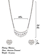 City Girl AD Rhodium Mangalsutra Set with Earrings & Chain – Modern Diva Style for Women & Girls.