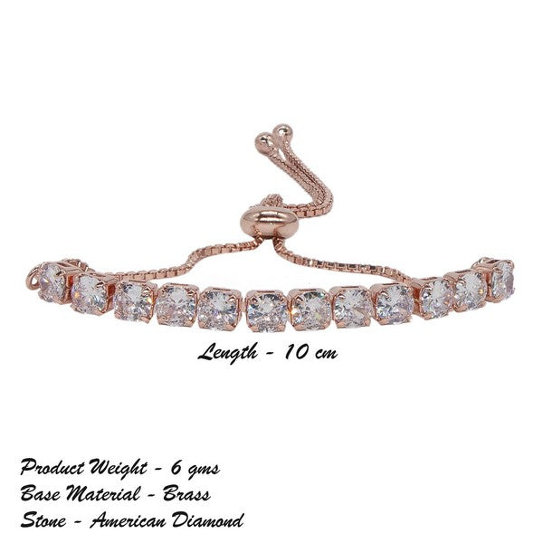 City Girl AD Brass Rhodium-Plated Bracelet – Elegant Linked Adjustable Chain