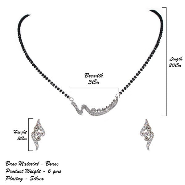 City Girl AD Rhodium Plated Celeste Shine Mangalsutra Set with Earrings & Chain for Women & Girls
