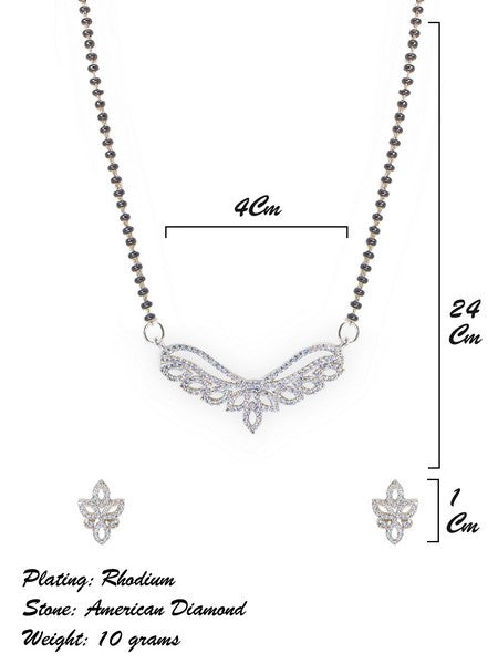 City Girl AD Rhodium Mangalsutra Set with Earrings & Chain – Timeless Royal Glow for Women & Girls.