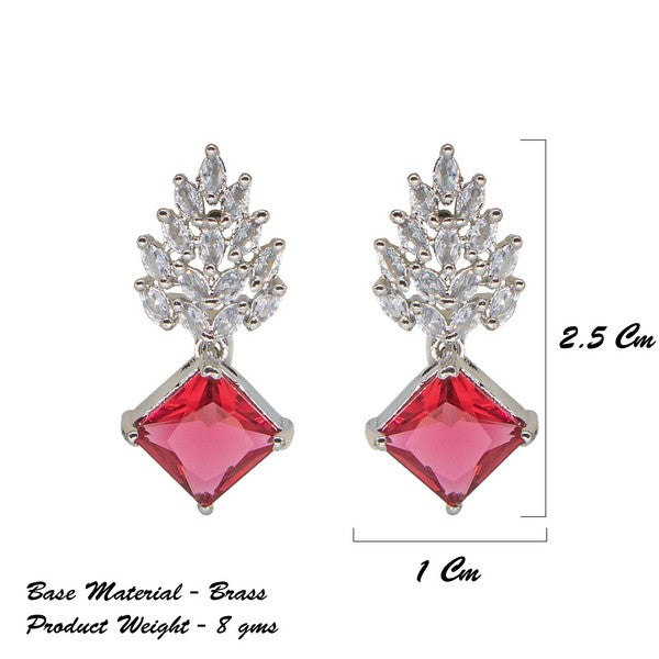 City Girl Brass Rhodium-Plated Radiant Crest CZ Earrings