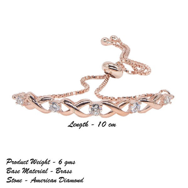 City Girl AD Brass Black Rose-Plated Bracelet – Intricate Carved Adjustable Chain