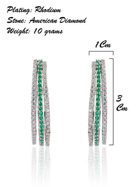 City Girl Shimmer Rhodium-Plated Elegant Curve Design Studs
