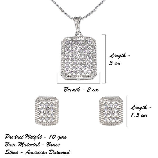 City Girl AD Brass Rhodium Plated Pendant Set