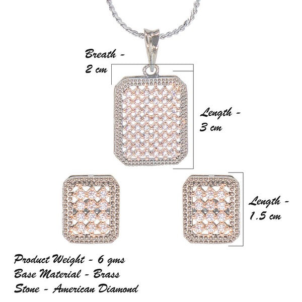 City Girl AD Brass Rhodium Plated Pendant Set