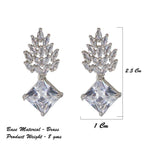 City Girl Brass Rhodium-Plated Radiant Crest CZ Earrings