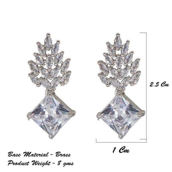 City Girl Brass Rhodium-Plated Radiant Crest CZ Earrings