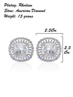 City Girl American Diamond Rhodium-Plated CZ Stones Stud Spiral Earrings for Women and Girls.