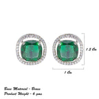 City Girl Brass Rhodium-Plated Scarlet Aura CZ Studs